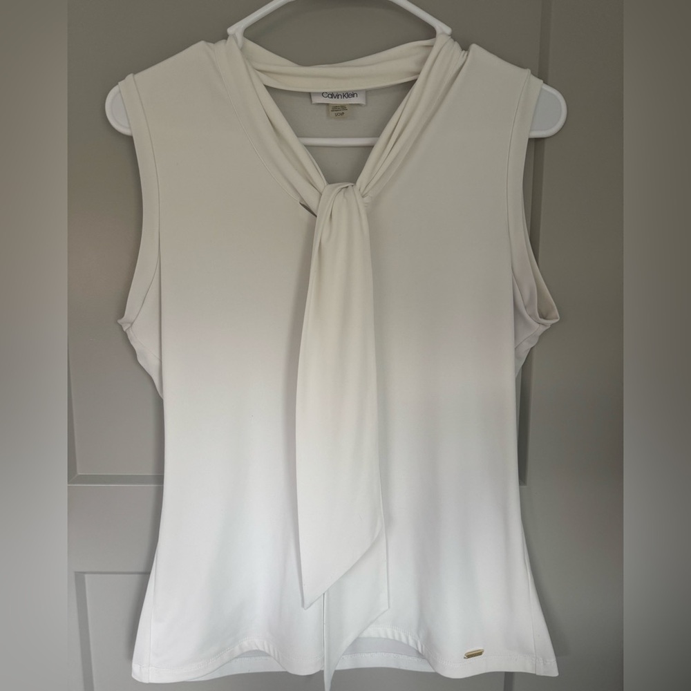 White Calvin Klein Blouse Size Small Petite